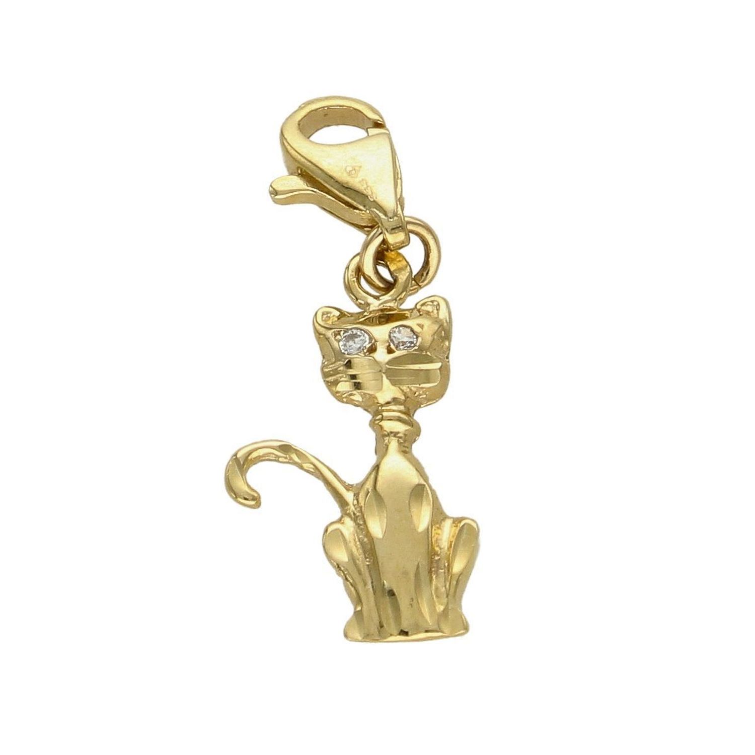 Złota zawieszka charms na bransoletkę 'Kotek z cyrkonią' ZA 3820A.jpg